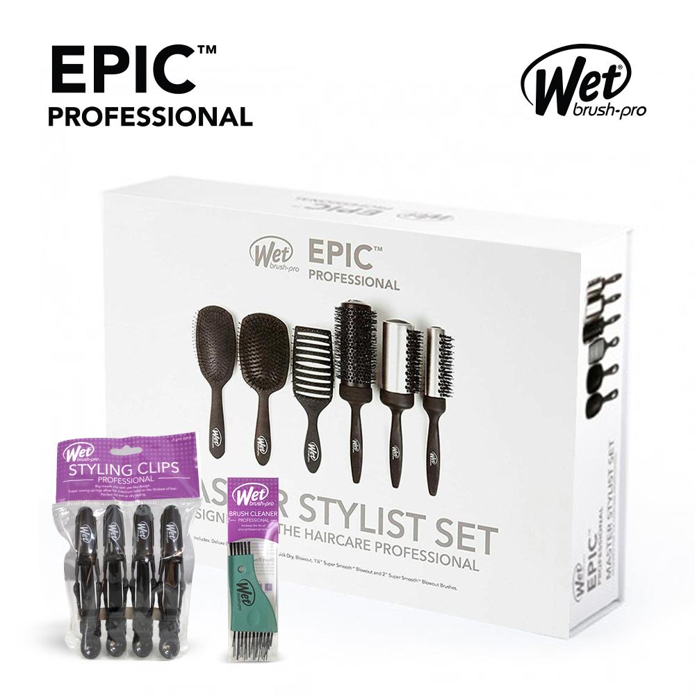Pack 5 cepillos Wetbrush epic professional - GRATIS 1 cepillo pro, 1 styling clips, y 1 limpiador de cepillos